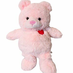 2024 Animal Adventure Pink Bear Heart Plush Stuffed Toy 11"